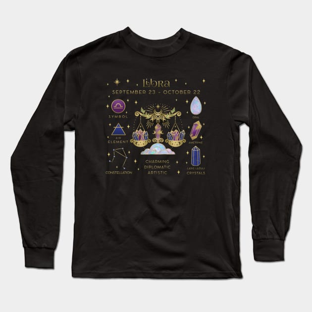 Crystal Zodiac Libra Collage Long Sleeve T-Shirt by moonstruck crystals